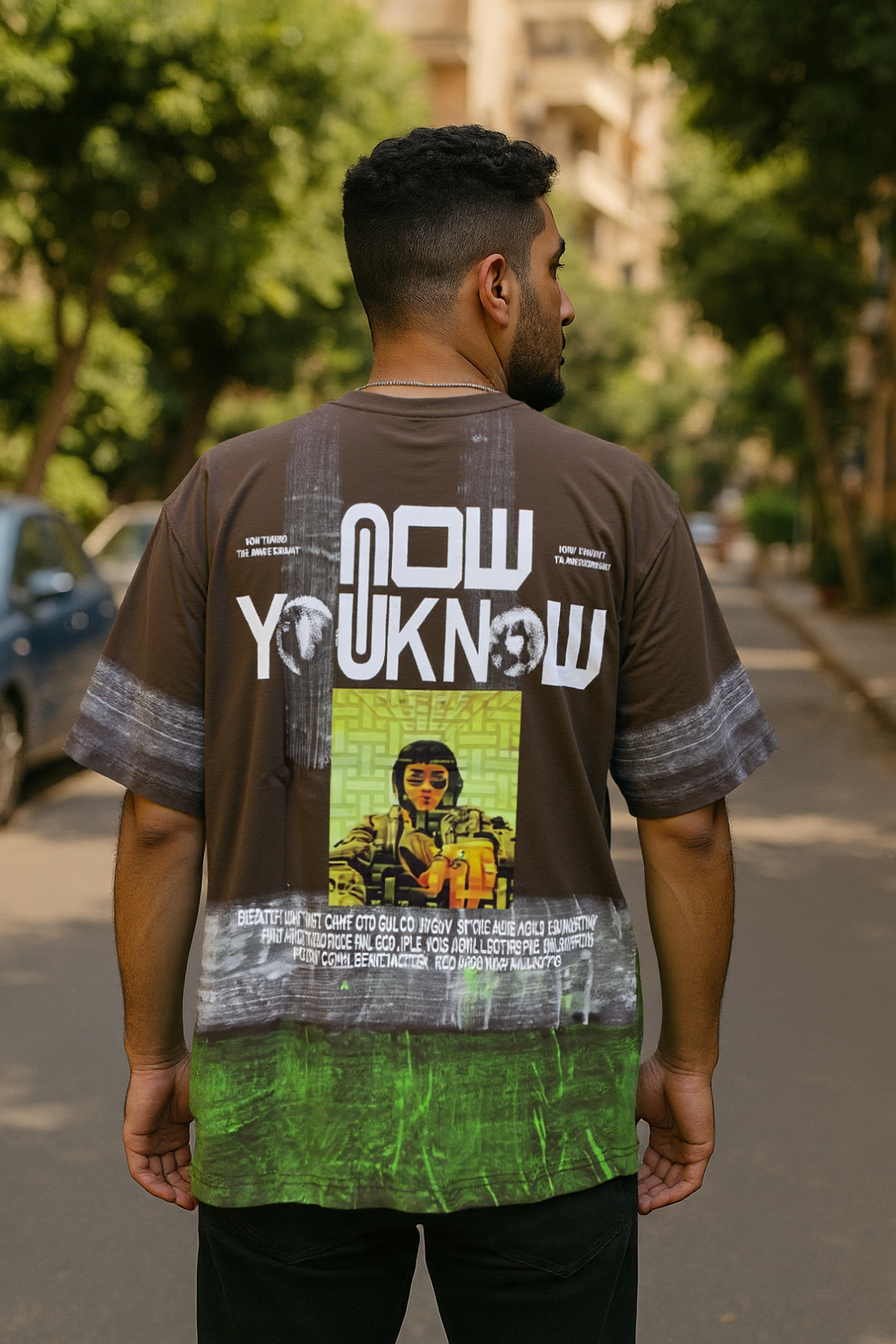 Brown Now Printed Oversize T-Shirt
