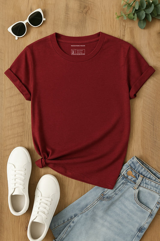 burgundy Regular Basic T-Shirt