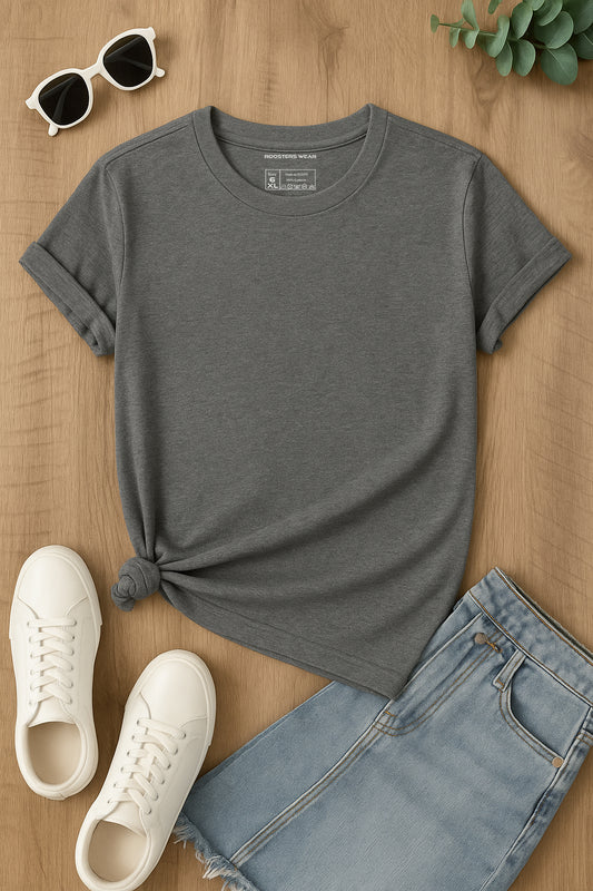 Dark Grey Regular Basic T-Shirt