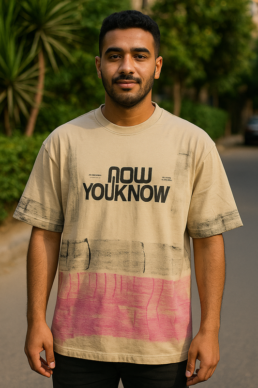 Beige Now Printed Oversize T-Shirt
