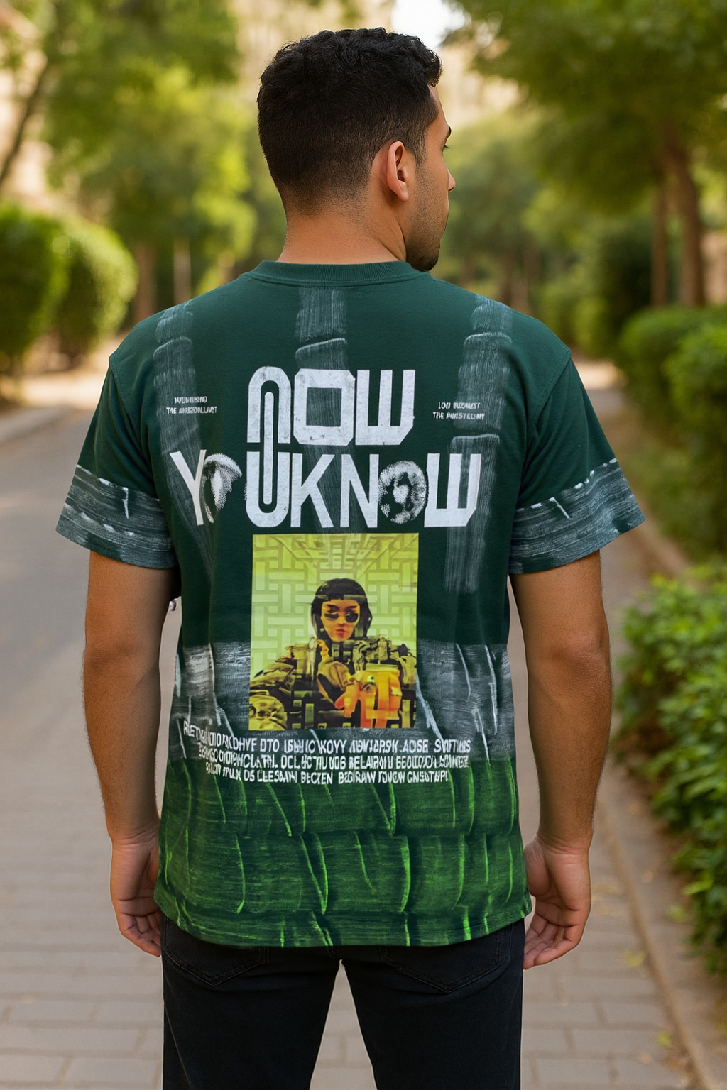 Forest green Now Printed Oversize T-Shirt